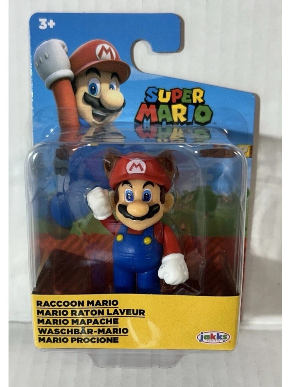 Jakks World of Nintendo Super Mario Raccoon Mario Mini Figure New